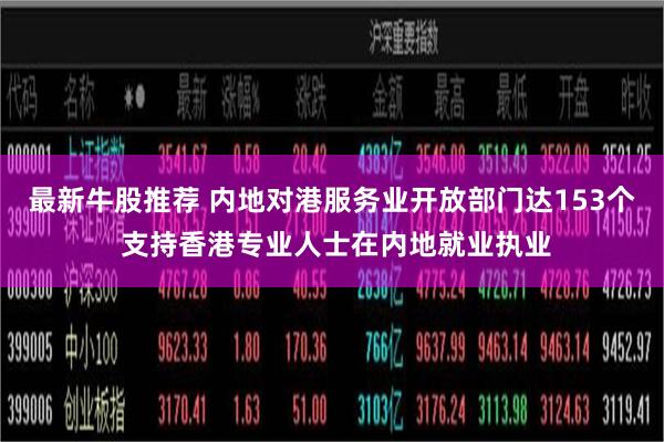 最新牛股推荐 内地对港服务业开放部门达153个 支持香港专业