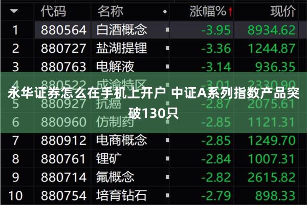 永华证券怎么在手机上开户 中证A系列指数产品突破130只